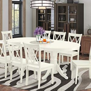 EAST WEST FURNITURE 9 Pc Dining Room Set For 8 Dining Table With Leaf And 8 Wood Seat Kitchen Dining Chairs