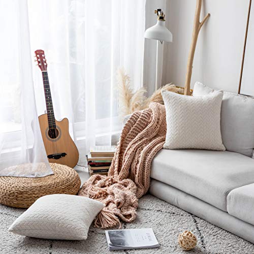 UGASA Velvet Soft Solid Decorative Square Throw Pillow Covers Cushion Case for Sofa Bedroom, 2 Packs, 18x18Inch (45x45cm), Cream