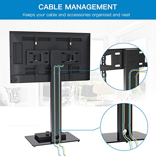 PERLESMITH Universal Floor TV Stand/Base with Swivel Mount for Most 37-70 inch LCD LED TVs - Height Adjustable, Cable Management and Space Saving, VESA 600x400mm, Perfect for Corner & Bedroom PSFS01