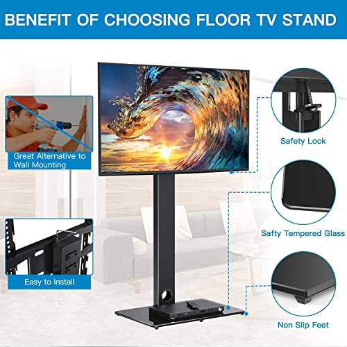PERLESMITH Universal Floor TV Stand/Base with Swivel Mount for Most 37-70 inch LCD LED TVs - Height Adjustable, Cable Management and Space Saving, VESA 600x400mm, Perfect for Corner & Bedroom PSFS01