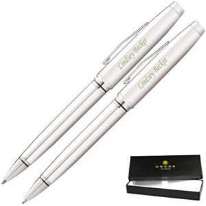 dayspring pens cross pen set | personalized cross coventry ballpoint pen and pencil set - lustrous chrome. engraved custom pen set shipped in one business day