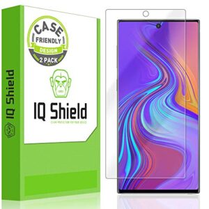iqshield screen protector compatible with samsung galaxy note 10 (6.3 inch display)(2-pack)(case friendly) anti-bubble clear film