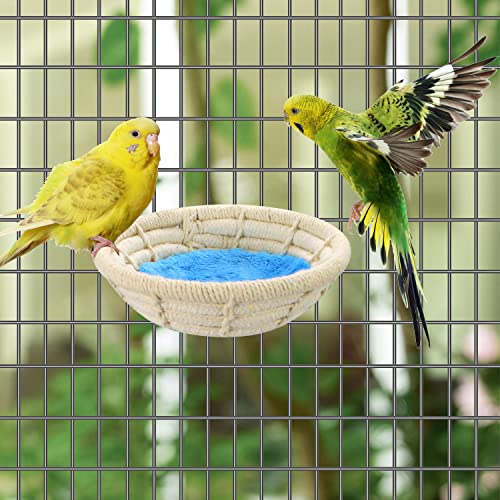 Wontee Bird Nest Breeding Nest Bed Bird Cage House for Parrots Budgies Parakeets Cockatiels Canary Finch Lovebirds (Cotton Rope)