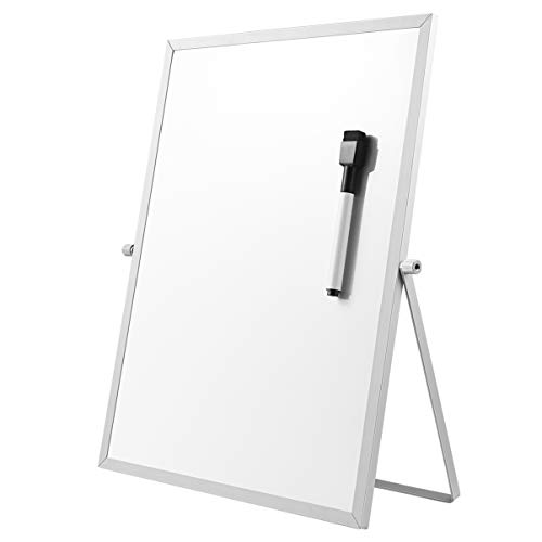 STOBOK Small Dry Erase White Board - 14 x 11 inch Desktop Double-Sided Mini Whiteboard Easel with Stand, Magnetic Portable Desk Board to Do Reminder for Kids,Students,Office School Home