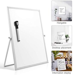 STOBOK Small Dry Erase White Board - 14 x 11 inch Desktop Double-Sided Mini Whiteboard Easel with Stand, Magnetic Portable Desk Board to Do Reminder for Kids,Students,Office School Home