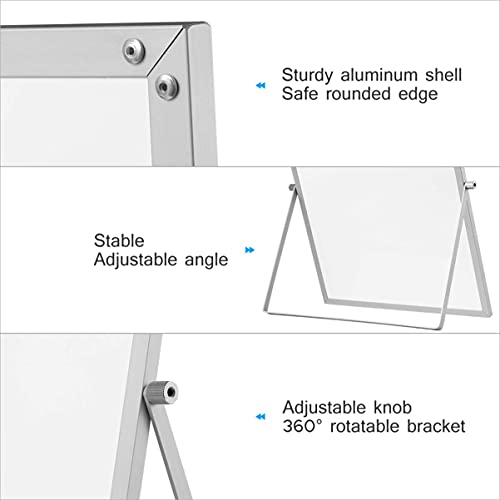 STOBOK Small Dry Erase White Board - 14 x 11 inch Desktop Double-Sided Mini Whiteboard Easel with Stand, Magnetic Portable Desk Board to Do Reminder for Kids,Students,Office School Home