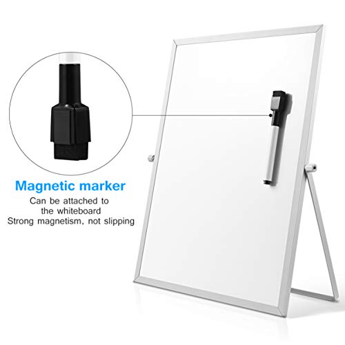 STOBOK Small Dry Erase White Board - 14 x 11 inch Desktop Double-Sided Mini Whiteboard Easel with Stand, Magnetic Portable Desk Board to Do Reminder for Kids,Students,Office School Home