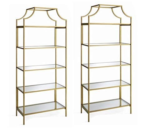 Better Homes and Gardens Nola 5-Open Shelves Bookcase, (Gold, Set of 2, Bookcase)