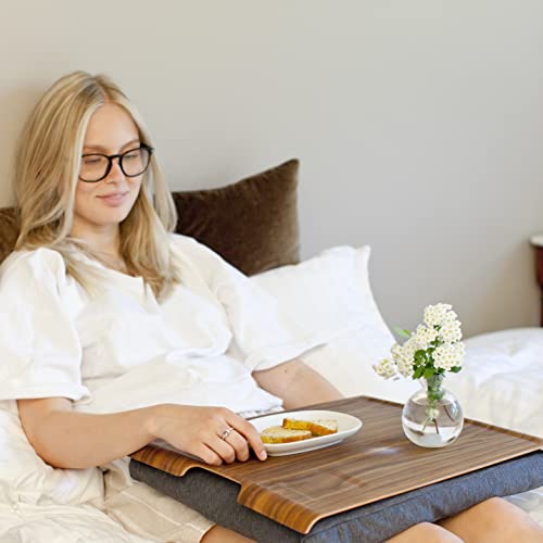 Anti-Slip Laptray - Walnut Wood with Salt & Pepper Gray Cushion