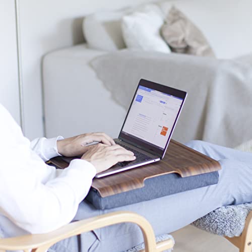 Anti-Slip Laptray - Walnut Wood with Salt & Pepper Gray Cushion