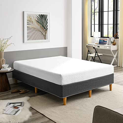 Amazon Basics Foldable Mattress Foundation/Box Spring with Steel Slats and Wood Legs, Tools-free Assembley, Full