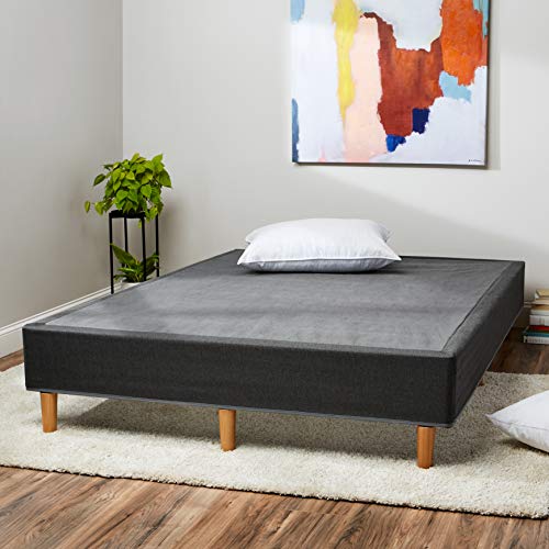 Amazon Basics Foldable Mattress Foundation/Box Spring with Steel Slats and Wood Legs, Tools-free Assembley, Full