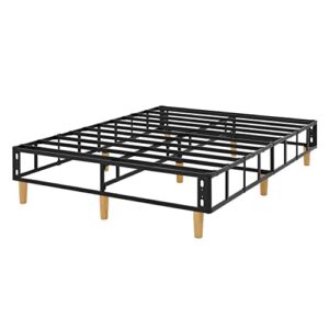 Amazon Basics Foldable Mattress Foundation/Box Spring with Steel Slats and Wood Legs, Tools-free Assembley, Full