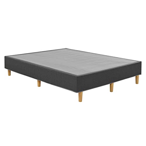 Amazon Basics Foldable Mattress Foundation/Box Spring with Steel Slats and Wood Legs, Tools-free Assembley, Full