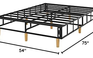 Amazon Basics Foldable Mattress Foundation/Box Spring with Steel Slats and Wood Legs, Tools-free Assembley, Full