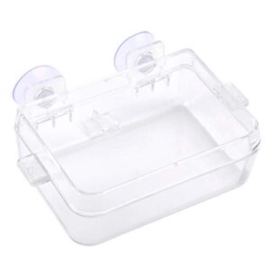 hffheer reptile feeder anti-ese amphibians feeder dish food water bowl translucent feeding basin with suction cup for tortoise gecko snakes lizard