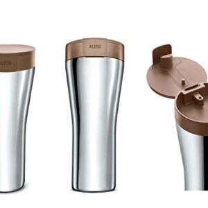 Caffa, Double wall travel mug in 18/10 stainless steel and thermoplastic resin, brown.