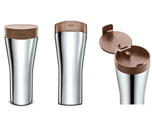 Caffa, Double wall travel mug in 18/10 stainless steel and thermoplastic resin, brown.