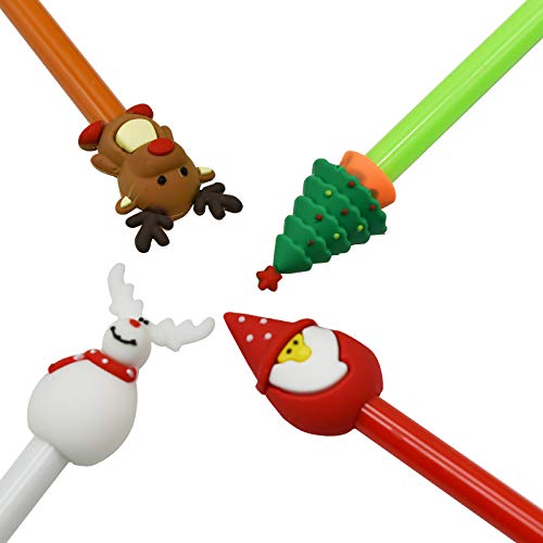Maydahui 28PCS Novelty Christmas Series Rollerball Pens Black Gel Ink for Office School (4 Style - Christmas Tree, Snowman, Reindeer, Santa Claus)