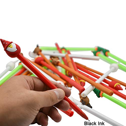 Maydahui 28PCS Novelty Christmas Series Rollerball Pens Black Gel Ink for Office School (4 Style - Christmas Tree, Snowman, Reindeer, Santa Claus)