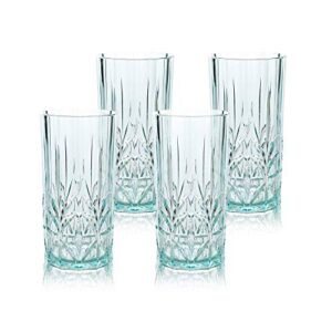 bellaforte shatterproof tritan tall tumbler, set of 4, 18oz - myrtle beach drinking glasses - unbreakable plastic drinking glasses for gifting, parties, new year - bpa free - dishwasher safe - teal