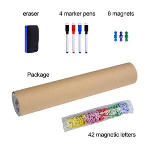 Board2by Magnetic Whiteboard Contact Paper, 40 x 17.3 Inch Self Adhesive Dry Erase Sticker for Wall, Removable White Board Wallpaper Roll with 42 Magnetic Letters for Kids, Classroom, Office