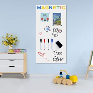 board2by magnetic whiteboard contact paper, 40 x 17.3 inch self adhesive dry erase sticker for wall, removable white board wallpaper roll with 42 magnetic letters for kids, classroom, office