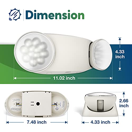 FREELICHT 4 Pack Emergency Light, Emergency Lights for Business, Emergency Lighting with Battery Backup, Two Head Adjustable LED Emergency Lighting, UL 924 Certified