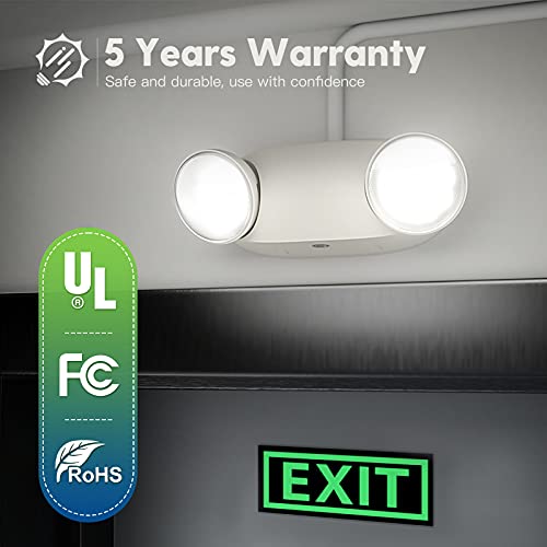 FREELICHT 4 Pack Emergency Light, Emergency Lights for Business, Emergency Lighting with Battery Backup, Two Head Adjustable LED Emergency Lighting, UL 924 Certified