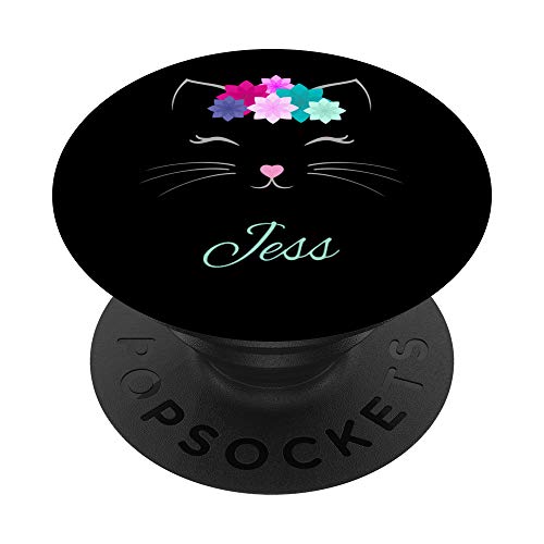 Jess Name Gift Personalized Kitty Cat PopSockets Grip and Stand for Phones and Tablets