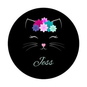 Jess Name Gift Personalized Kitty Cat PopSockets Grip and Stand for Phones and Tablets