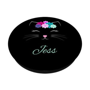 Jess Name Gift Personalized Kitty Cat PopSockets Grip and Stand for Phones and Tablets