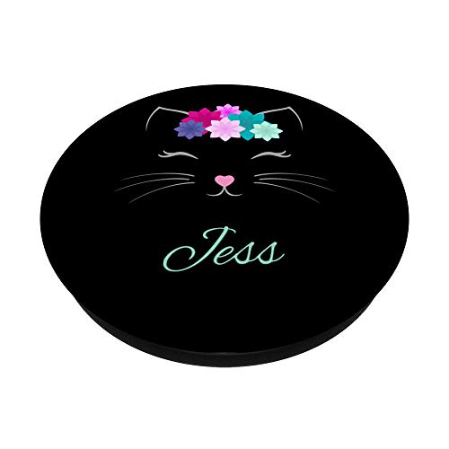 Jess Name Gift Personalized Kitty Cat PopSockets Grip and Stand for Phones and Tablets