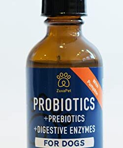 Probiotic for Dogs with Natural Digestive Enzymes. A Prebiotics + Digestive Enzyme Product for Dogs + Pumpkin. 120 Servings. Diarrhea & Upset Stomach Relief + Gas, Constipation, and Allergy Relief.