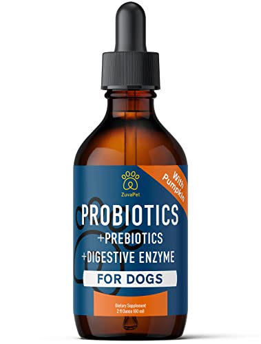 Probiotic for Dogs with Natural Digestive Enzymes. A Prebiotics + Digestive Enzyme Product for Dogs + Pumpkin. 120 Servings. Diarrhea & Upset Stomach Relief + Gas, Constipation, and Allergy Relief.