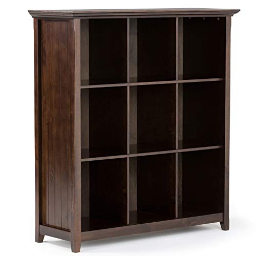 SIMPLIHOME Acadian SOLID WOOD 48 inch x 44 inch Rustic 9 Cube Bookcase and Storage Unit in Brunette Brown with 9 Shelves, for the Living Room, Study and Office