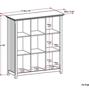 SIMPLIHOME Acadian SOLID WOOD 48 inch x 44 inch Rustic 9 Cube Bookcase and Storage Unit in Brunette Brown with 9 Shelves, for the Living Room, Study and Office