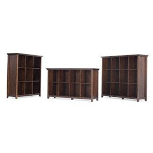 SIMPLIHOME Acadian SOLID WOOD 48 inch x 44 inch Rustic 9 Cube Bookcase and Storage Unit in Brunette Brown with 9 Shelves, for the Living Room, Study and Office