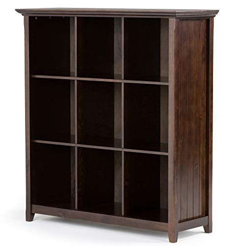 SIMPLIHOME Acadian SOLID WOOD 48 inch x 44 inch Rustic 9 Cube Bookcase and Storage Unit in Brunette Brown with 9 Shelves, for the Living Room, Study and Office