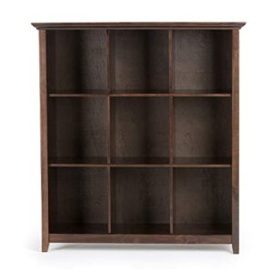 SIMPLIHOME Acadian SOLID WOOD 48 inch x 44 inch Rustic 9 Cube Bookcase and Storage Unit in Brunette Brown with 9 Shelves, for the Living Room, Study and Office
