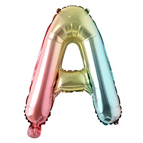 16 inch gradient rainbow Letter number balloons unicorn party foil balloon baby shower 1 birthday party decorations kids numbers Air ball (16 Inch Rainbow A)