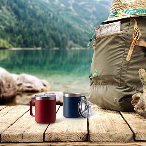 CIVAGO Stainless Steel Coffee Mug Cup with Handle, 12 oz Double Wall Vacuum Insulated Tumbler with Lid Travel Friendly, Reusable and Durable Travel Coffee Cup Thermal Cup, Powder Coated (Aqua, 1 Pack)