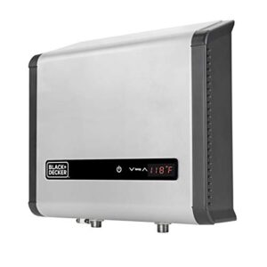 black+decker tankless electric water heater 18kw 240 volt 3.7gpm, self-modulating multi-application unit for small homes or apartments, hot water on demand, digital temperature display