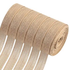 6 roll natural burlap fabric burlap ribbons roll, natural burlap wedding ribbon decorative burlap fabric for wedding diy crafts burlap bows gift wrapping home decor, 0.8inch 32.8ft each roll
