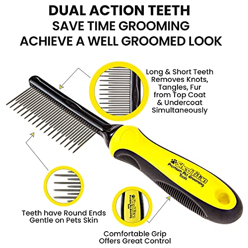 ShedTitan Self Cleaning Slicker Brush & Dematting Pet Comb Value Kit - Easy, Ideal Slicker Brush for Dogs, Goldendoodles, Poodles, Cats - Detangler Comb Removes Mats from Matted Hair, Fur for Dog, Cat