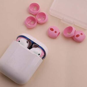 IiEXCEL (Fit in Case) 4 Pairs Replacement Super Thin Slim Rubber Silicone Earbuds Ear Tips and Covers Skin for Apple AirPods 2 1 or EarPods Headphones (Fit in Charging Case) (4 Pink)