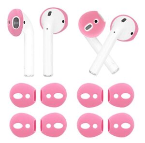 iiexcel (fit in case) 4 pairs replacement super thin slim rubber silicone earbuds ear tips and covers skin for apple airpods 2 1 or earpods headphones (fit in charging case) (4 pink)