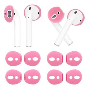 IiEXCEL (Fit in Case) 4 Pairs Replacement Super Thin Slim Rubber Silicone Earbuds Ear Tips and Covers Skin for Apple AirPods 2 1 or EarPods Headphones (Fit in Charging Case) (4 Pink)