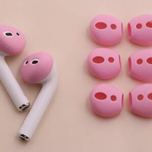 IiEXCEL (Fit in Case) 4 Pairs Replacement Super Thin Slim Rubber Silicone Earbuds Ear Tips and Covers Skin for Apple AirPods 2 1 or EarPods Headphones (Fit in Charging Case) (4 Pink)