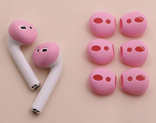 IiEXCEL (Fit in Case) 4 Pairs Replacement Super Thin Slim Rubber Silicone Earbuds Ear Tips and Covers Skin for Apple AirPods 2 1 or EarPods Headphones (Fit in Charging Case) (4 Pink)